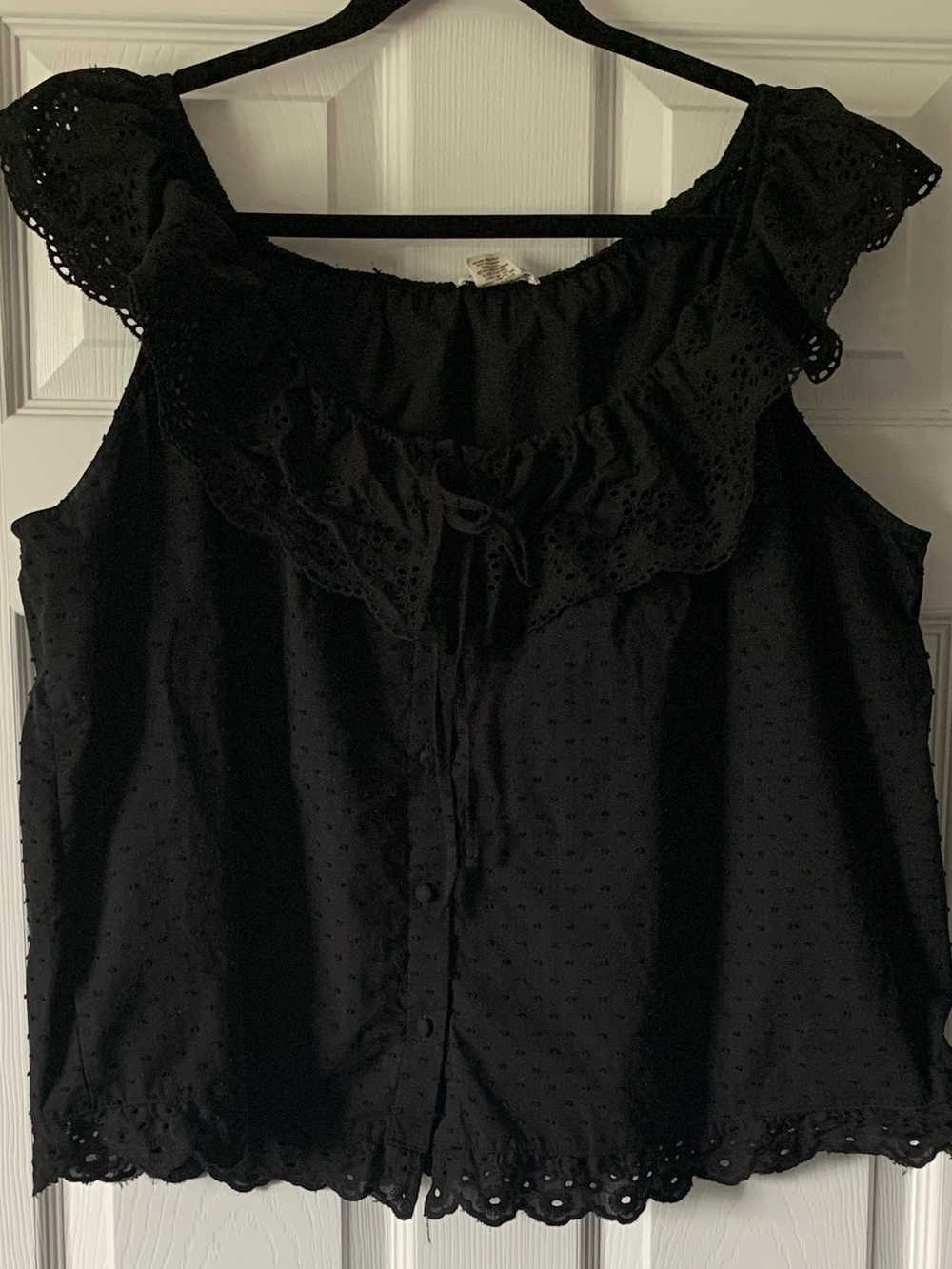 Festi by torrid Black Ruffle Eyelet Sleeveless Top